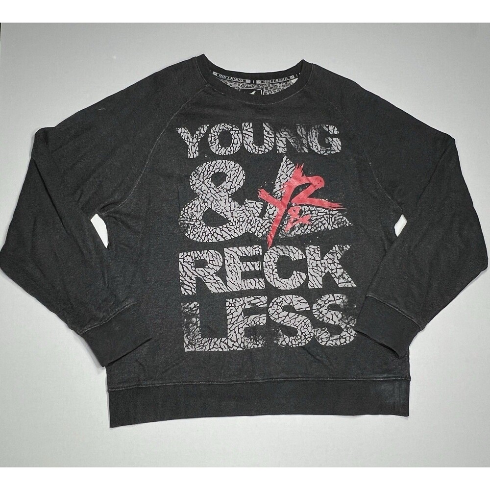 YOUNG AND RECKLESS Y2K Mens SweatShirt Crew Pullover Gray  sz 2XL,XXL